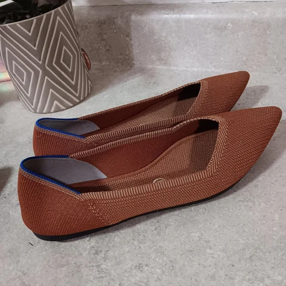 Rothy's Brown Flats with Blue Trim - Picture 4 of 10